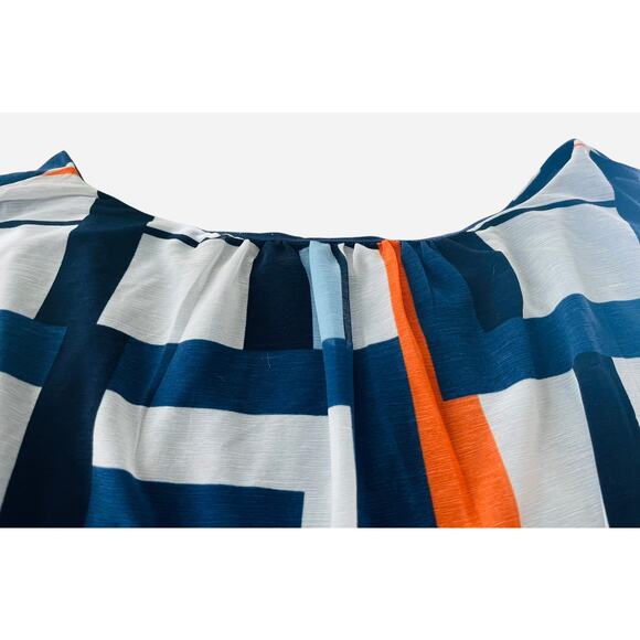 ALFANI KIMONO SLV RND NECK BLOUSON HEMLINE BLOUSE, WOMENS, XL, GREY BLUE ORANGE - Picture 6 of 11